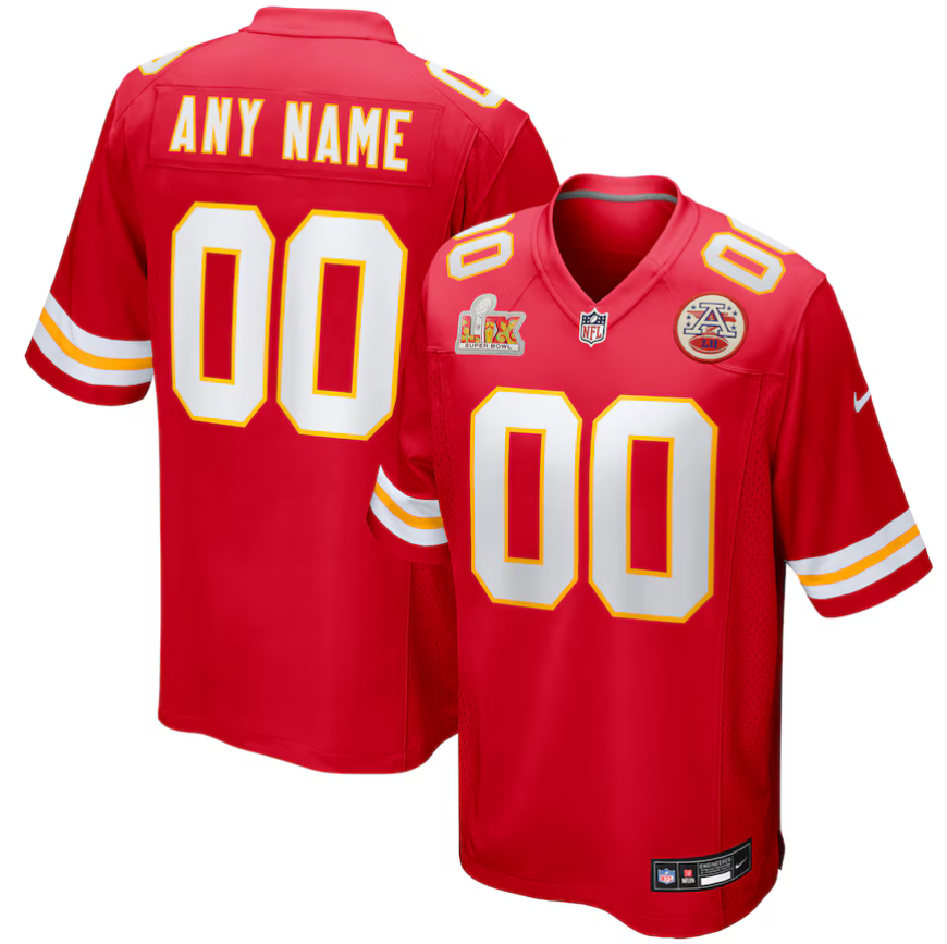 Men Kansas City Chiefs Nike Red Super Bowl LIX Custom Game NFL Jersey->customized nfl jersey->Custom Jersey